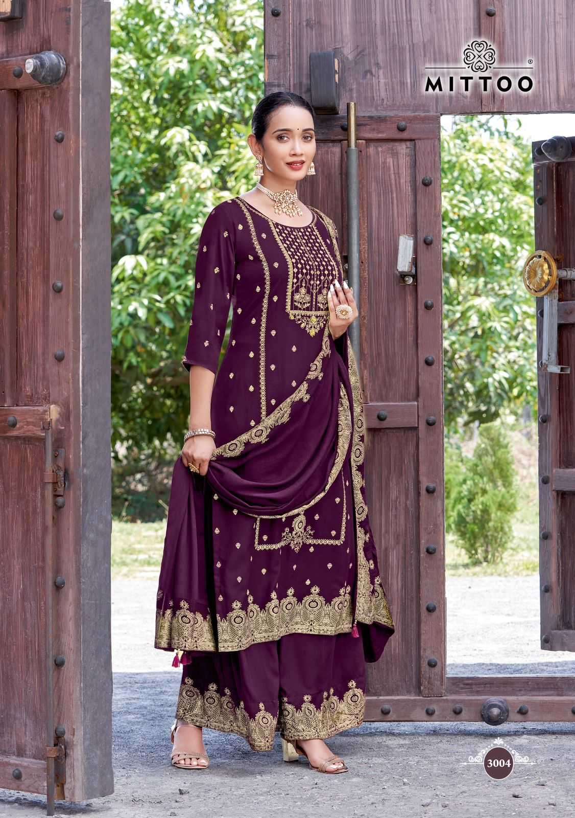 SPARSH SERIES 3001 TO 3006 BY MITTO DESIGNER PRINTED RAYON TOP WITH BOTTOM AND DUPATTA ARE AVAILABLE AT WHOLESALE PRICE