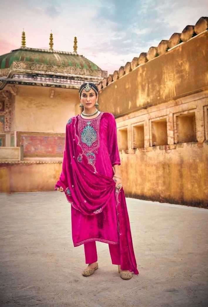 TAJ ARABIA SERIES 13111 TO 13116 BY KALARANG DESIGNER WORK VISCOSE VELVET SUITS ARE AVAILABLE AT WHOLESALE PRICE