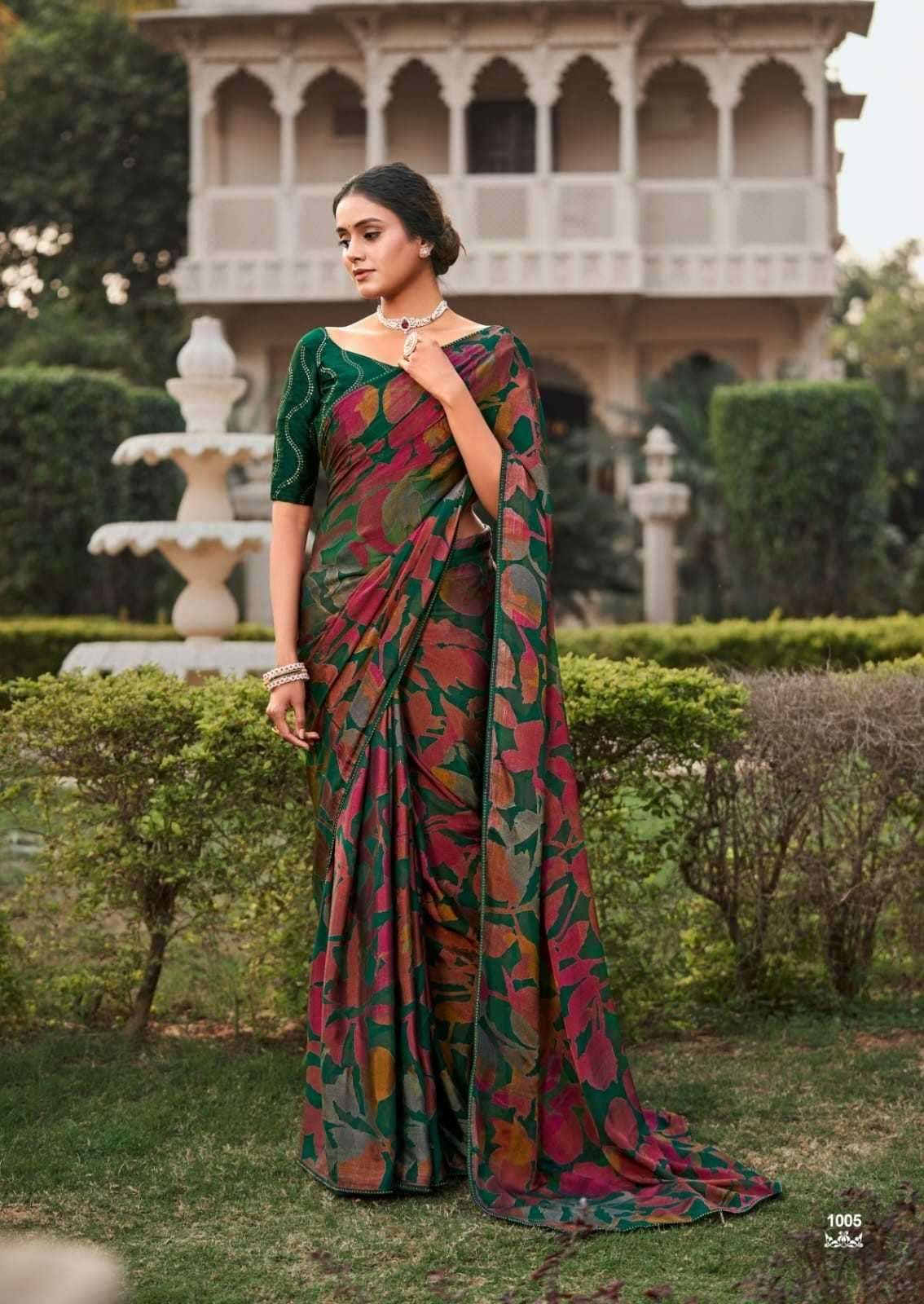 VALLABHI SERIES 1001 TO 1008 SAREE BY KASHVI DESIGNER MOSS BRASSO SAREES ARE AVAILABLE AT WHOLESALE PRICE