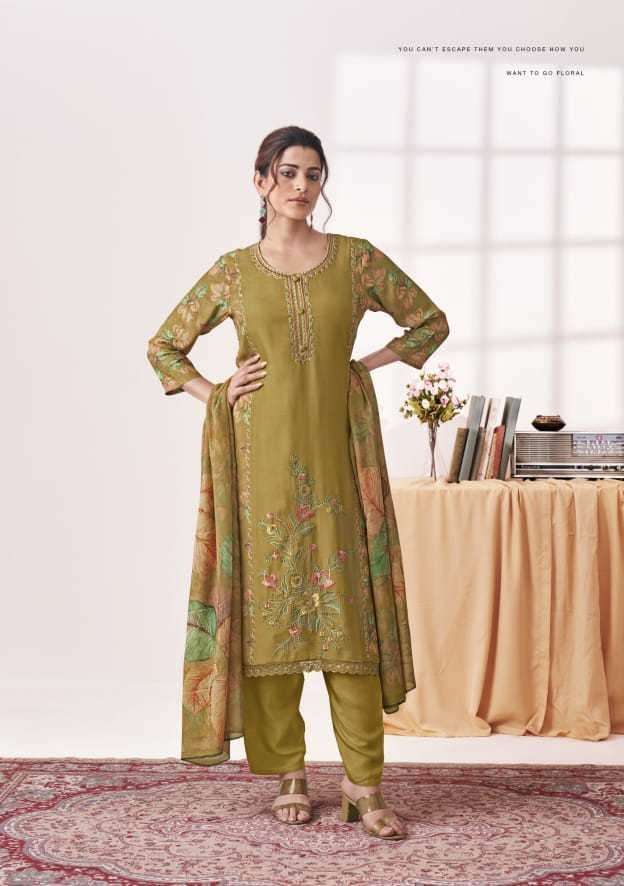 VANSHIKA SERIES 6023 BY SIMAR GLOSSY DESIGNER PRINTED AND WORK VISCOSE MUSLIN SUITS ARE AVAILABLE AT WHOLESALE PRICE 