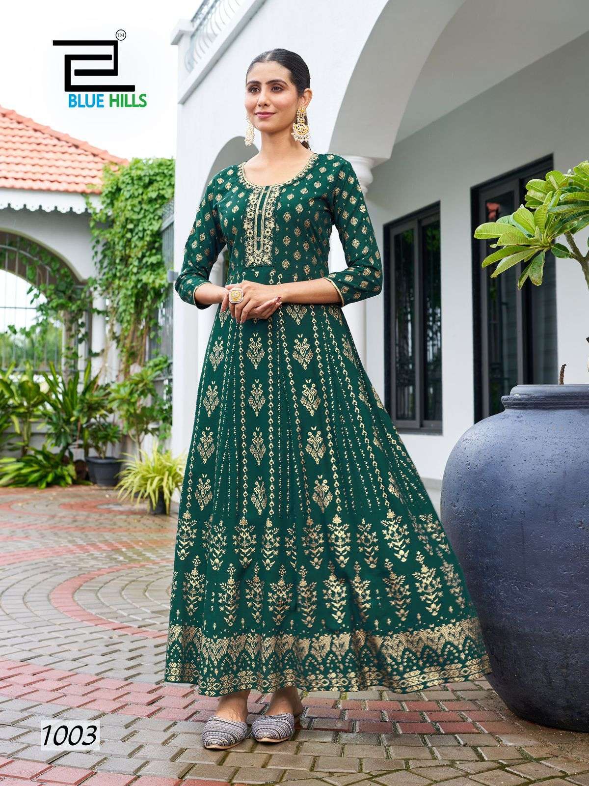 WALKWAY SPECIAL SERIES 1001 TO 1008 BY BLUE HILLS DESIGNER PRINTED RAYON ANARAKLI GOWNS ARE AVAILABLE AT WHOLESALE PRICE