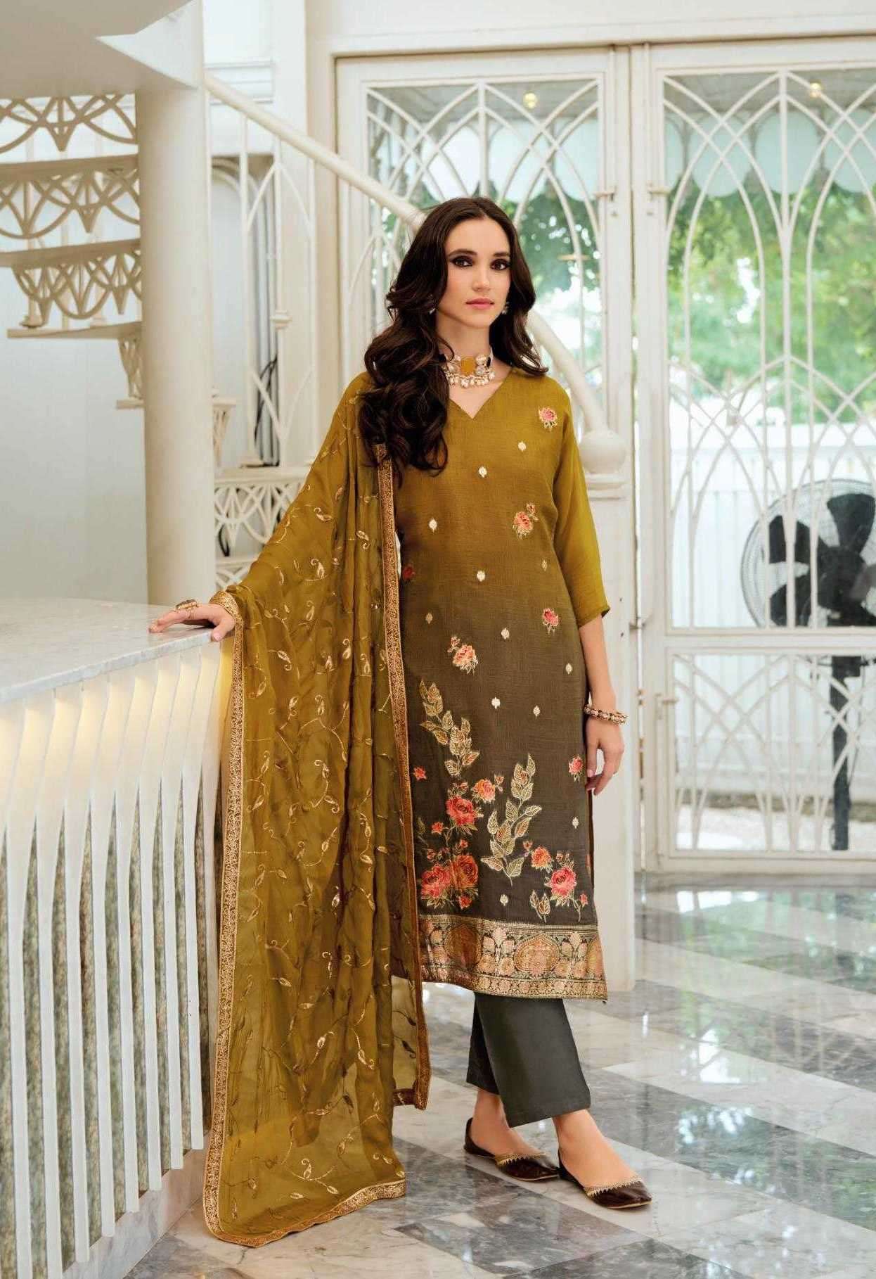 ZAHRA VOL-6 SERIES 6001 TO 6004 BY RAAZI DESIGNER WORK VISCOSE ORGANZA SUITS ARE AVAILABLE AT WHOLESALE PRICE