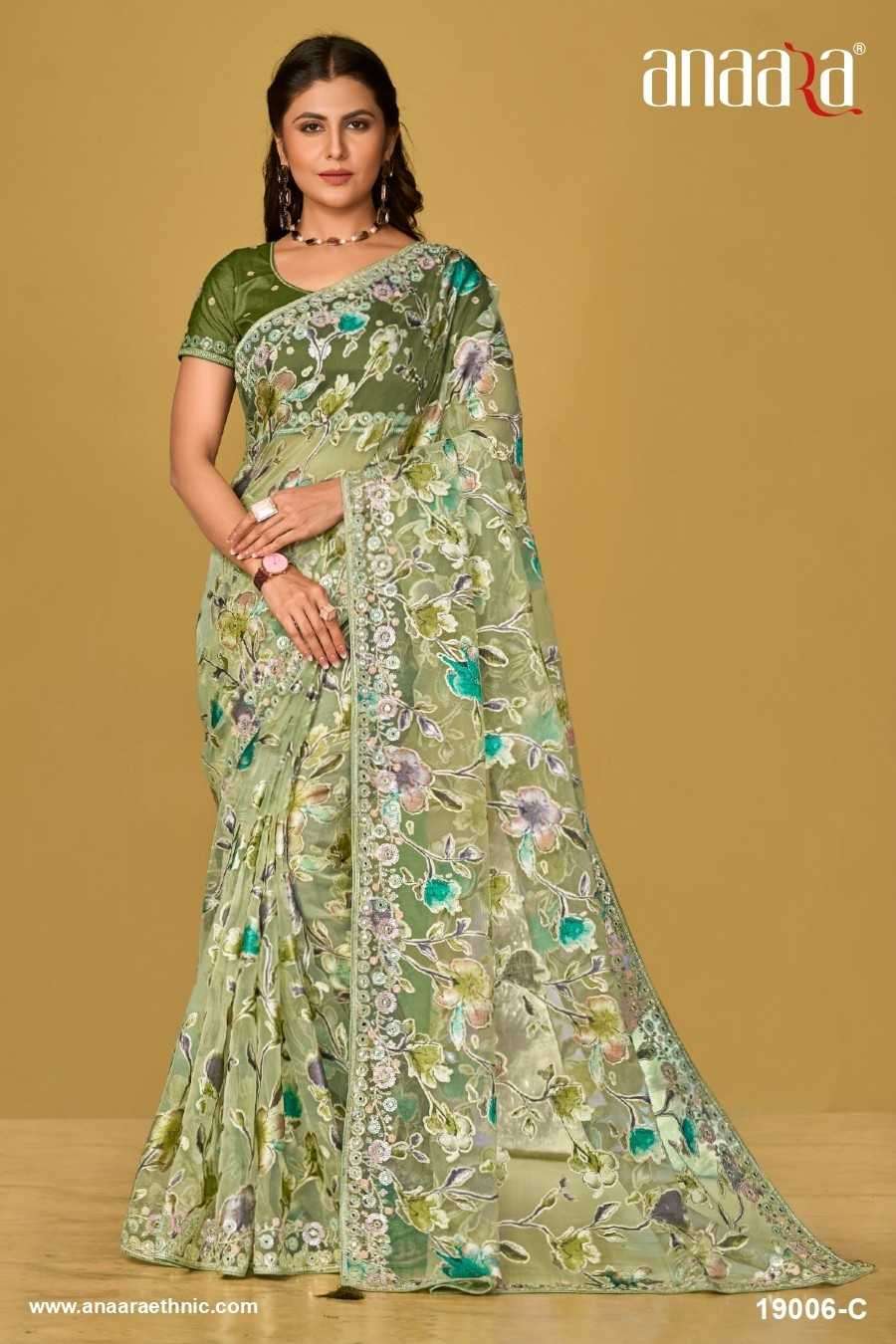 ANAARA SERIES 19000 SAREE BY TATHASTU DESIGNER HEAVY WORK ORGANZA BRASSO SAREES ARE AVAILABLE AT WHOLESALE PRICE