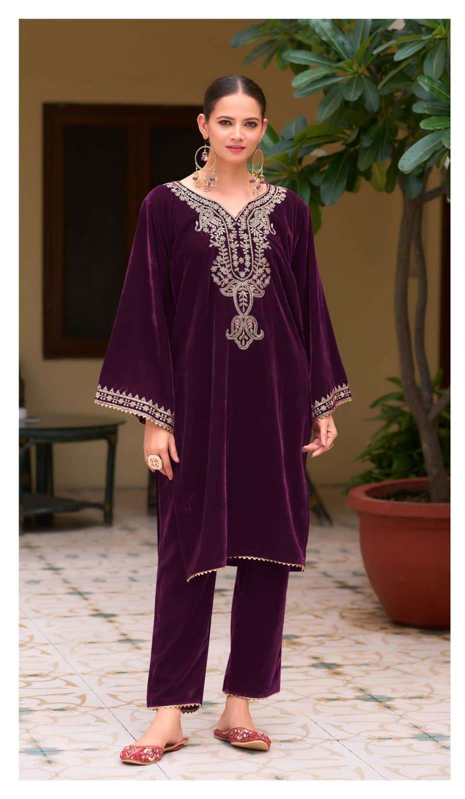 D 545 BY DEEPSY DESIGNER EMBROIDERY WORK VELVET KURTI WITH PANT ARE AVAILABLE AT WHOLESALE PRICE