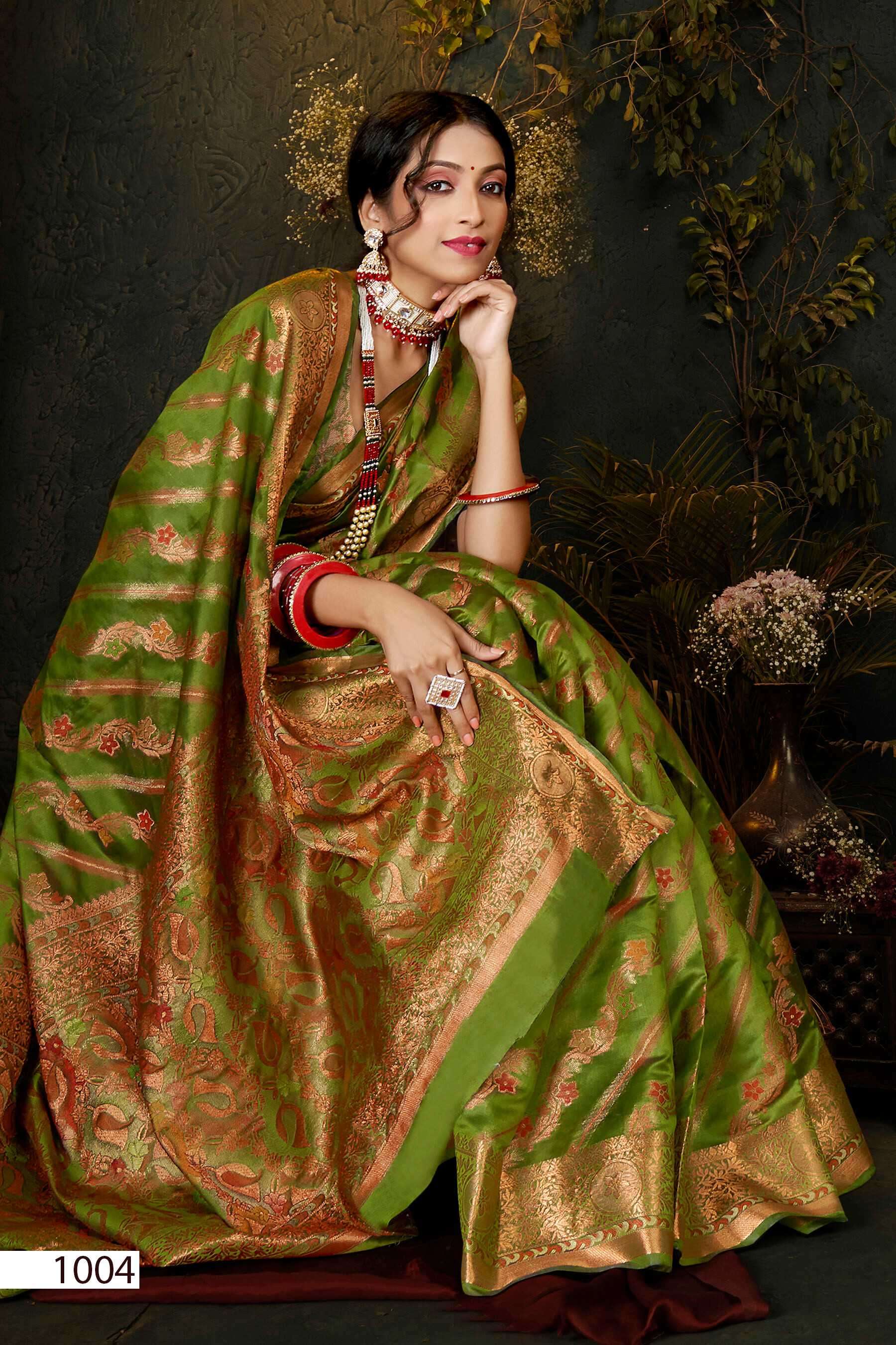 KAANISHKA VOL-2 SERIES 1001 TO 1006 SAREE BY SAROJ DESIGNER ORGANZA SILK SAREES ARE AVAILABLE AT WHOLESALE PRICE