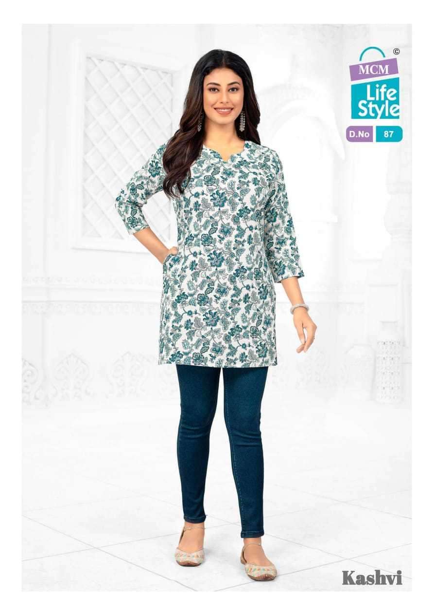 KASHVI VOL-6 SERIES 82 TO 91 BY MCM DESIGNER PRINTED COTTON SHORT KURTIS ARE AVAILABLE AT WHOLESALE PRICE