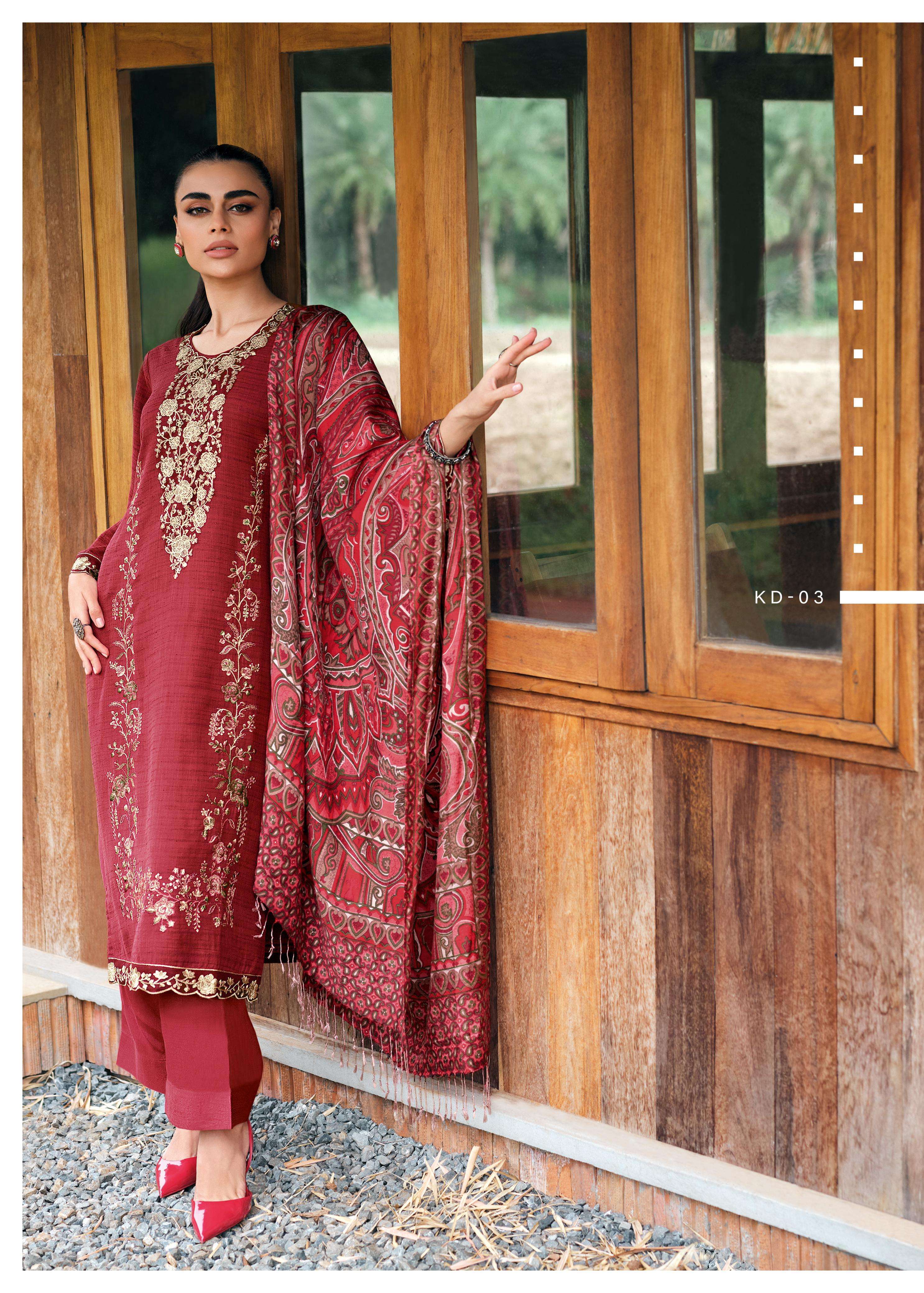 KHAADI SERIES 01 TO 04 BY VARSHA DESIGNER EMBROIDERY WORK KHADI SILK SUITS ARE AVAILABLE AT WHOLESALE PRICE