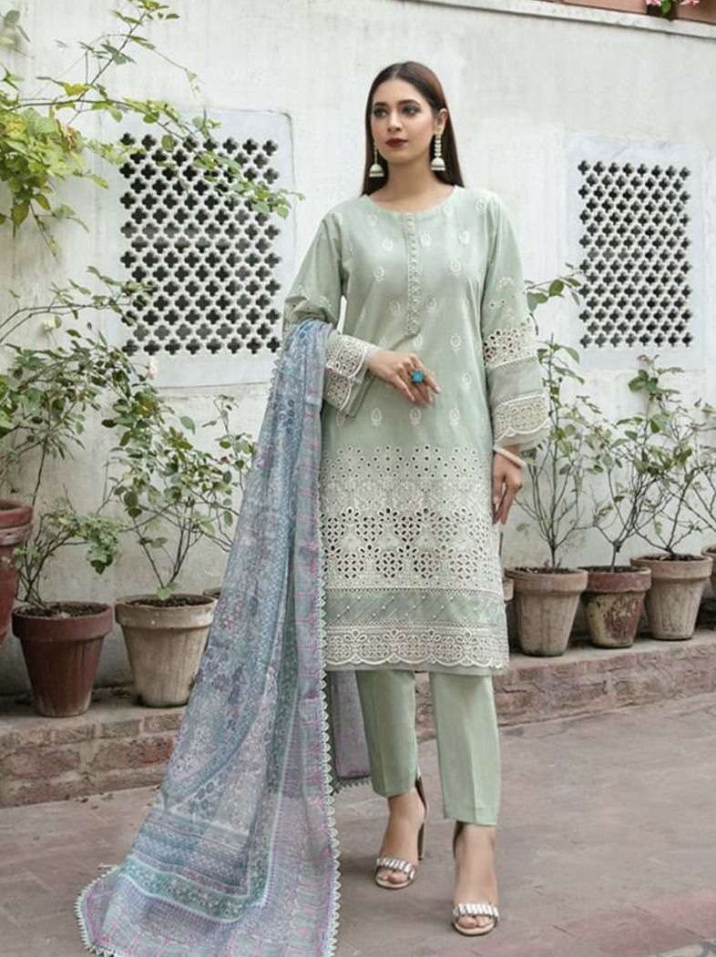 MARIA B CHIKANKARI COLLECTION VOL-30 SERIES 30001 TO 30003 BY SANIYA TRENDZ DESIGNER CHIKANKARI WORK PAKISTANI STYLE COTTON SUITS ARE AVAILABLE AT WHOLESALE PRICE