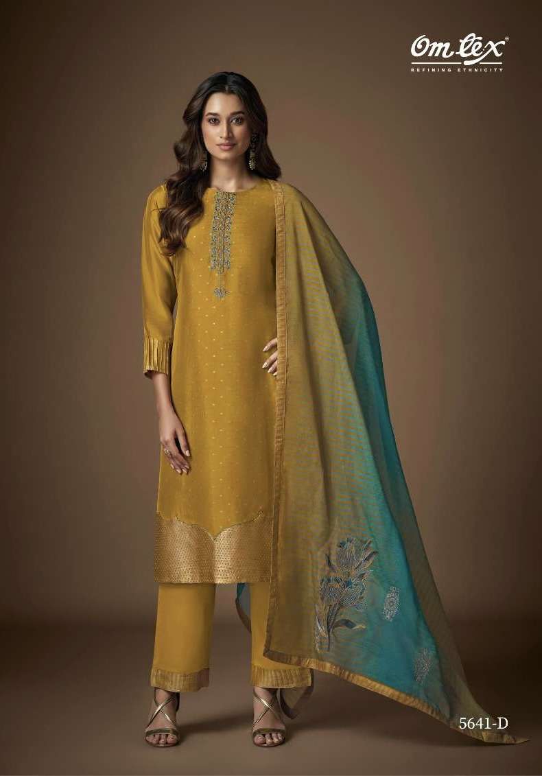 RAYA SERIES 5641 BY OMTEX DESIGNER HAND WORK ORGANZA SILK JACQUARD SUITS ARE AVAILABLE AT WHOLESALE PRICE