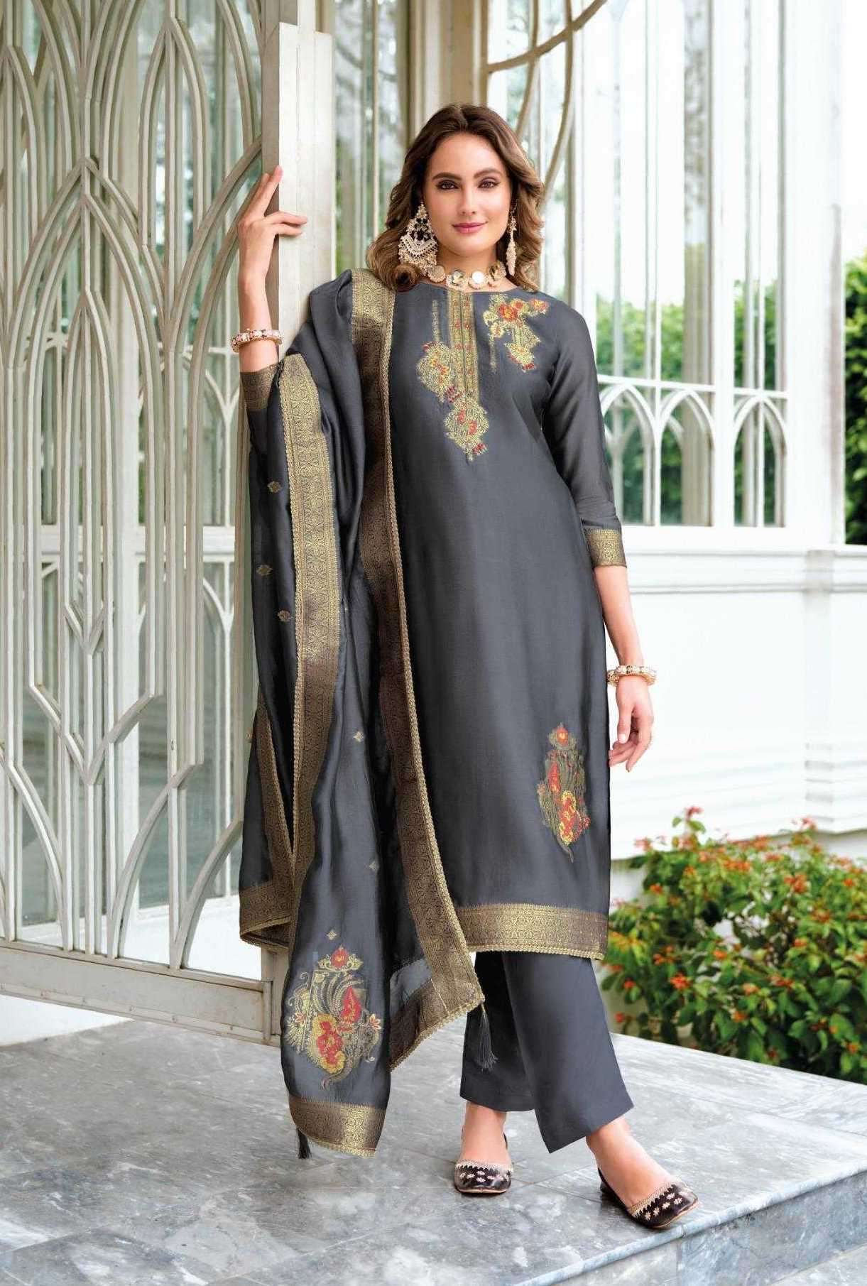 RAZIA VOL-4 SERIES 4001 TO 4004 BY RAAZI DESIGNER VISCOSE WOVEN SILK JACQUARD SUITS ARE AVAILABLE AT WHOLESALE PRICE