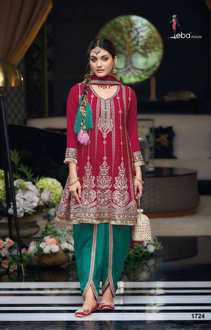 SAJNI VOL-2 SERIES 1723 TO 1723 BY EBA DESIGNER HEAVY WORK READYMADE CHINON SUITS ARE AVAILABLE AT WHOLESALE PRICE