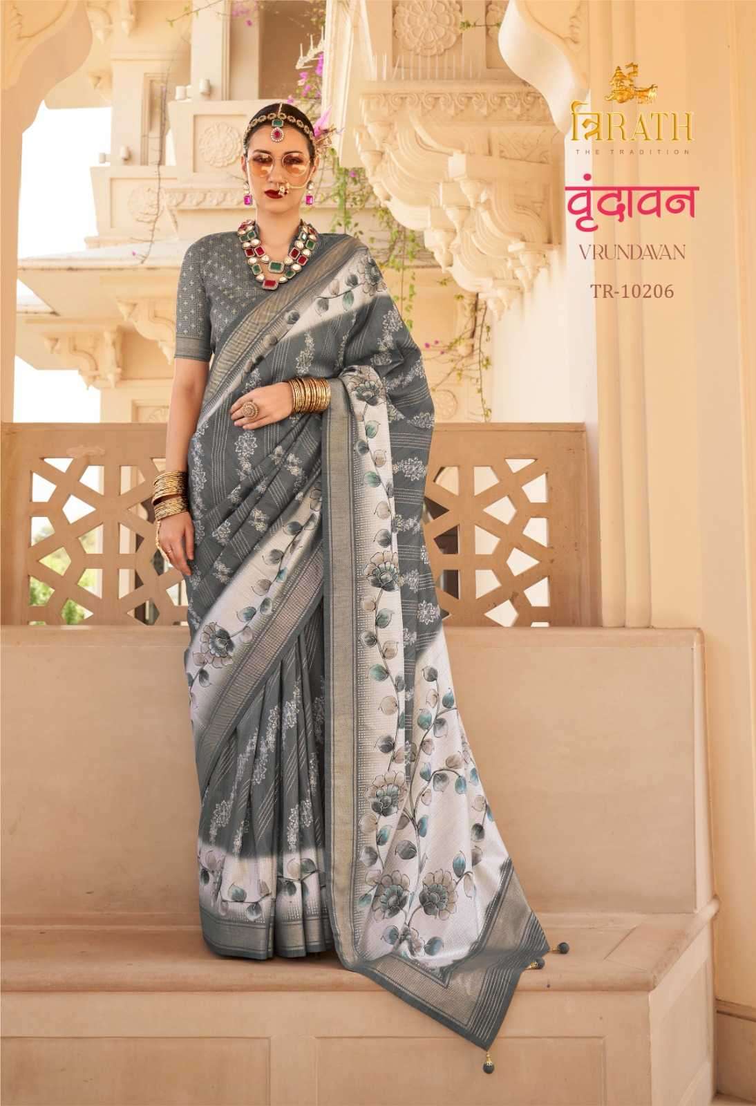 VRUNDAVAN SERIES 10204 TO 101212 SAREE B Y TRIRATH DESIGNER SILK SAREES ARE AVAILABLE AT WHOLESALE PRICE