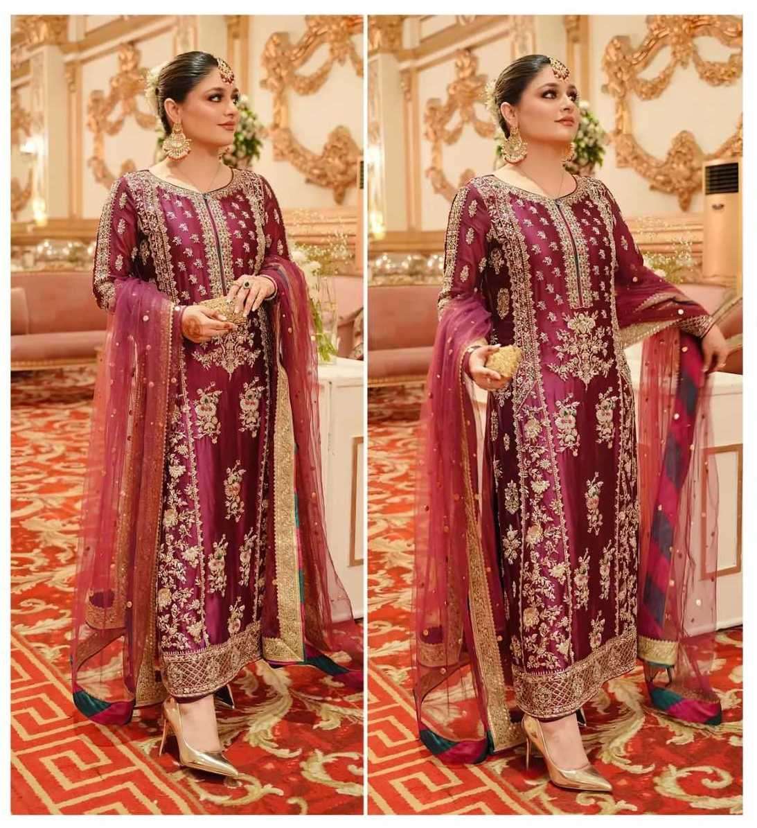 AFIFA SERIES 6027 TO 6029 BY AL KHUSHBU DESIGNER EMBROIDERY WORK PAKISTANI STYLE GEORGETTE SUITS ARE AVAILABLE AT WHOLESALE PRICE