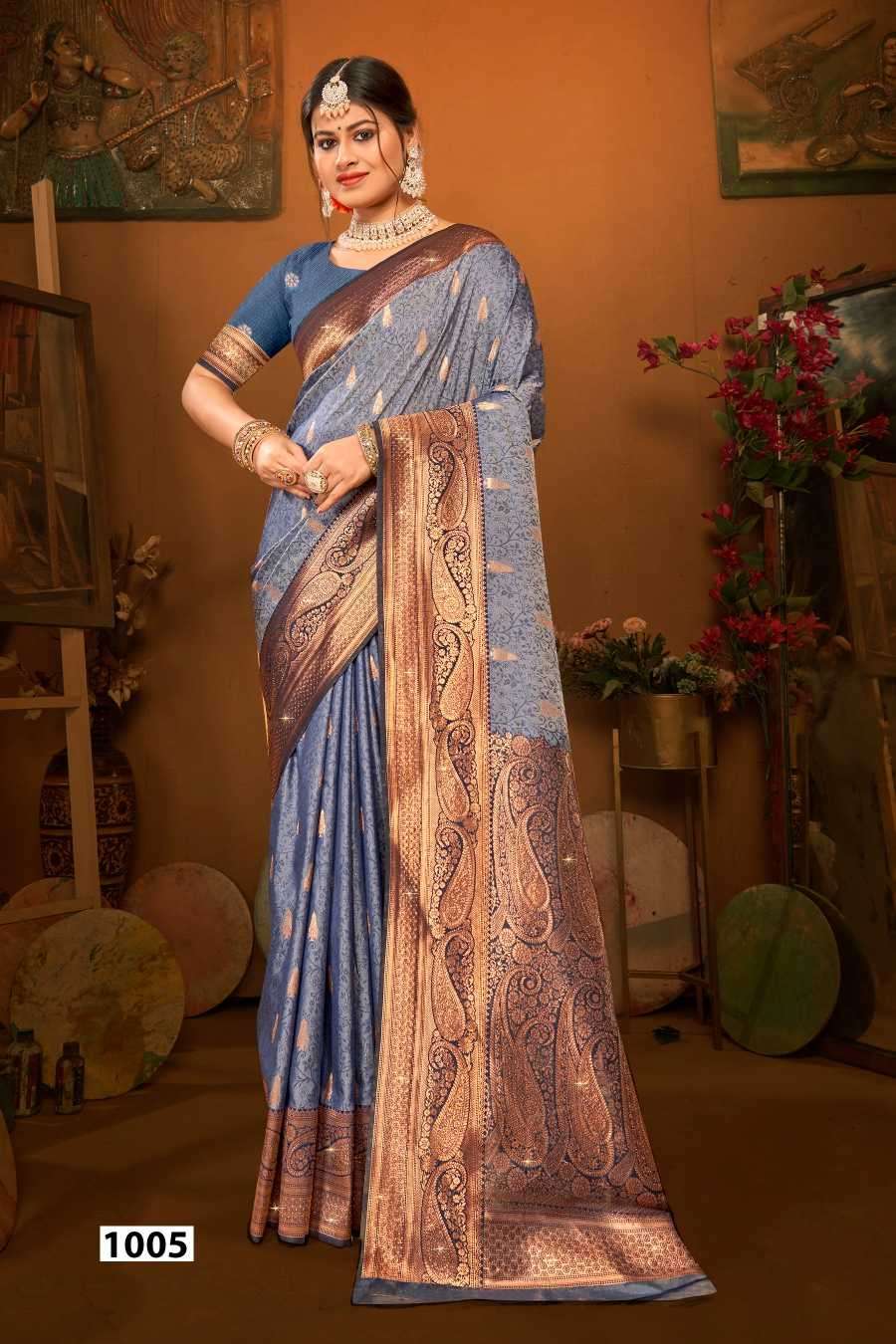 APRAVYA SILK SAROSKI VOL-1 SERIES 1001 TO 1006 SAREE BY SAROJ DESIGNER SILK SAREES ARE AVAILABLE AT WHOLESALE PRICE