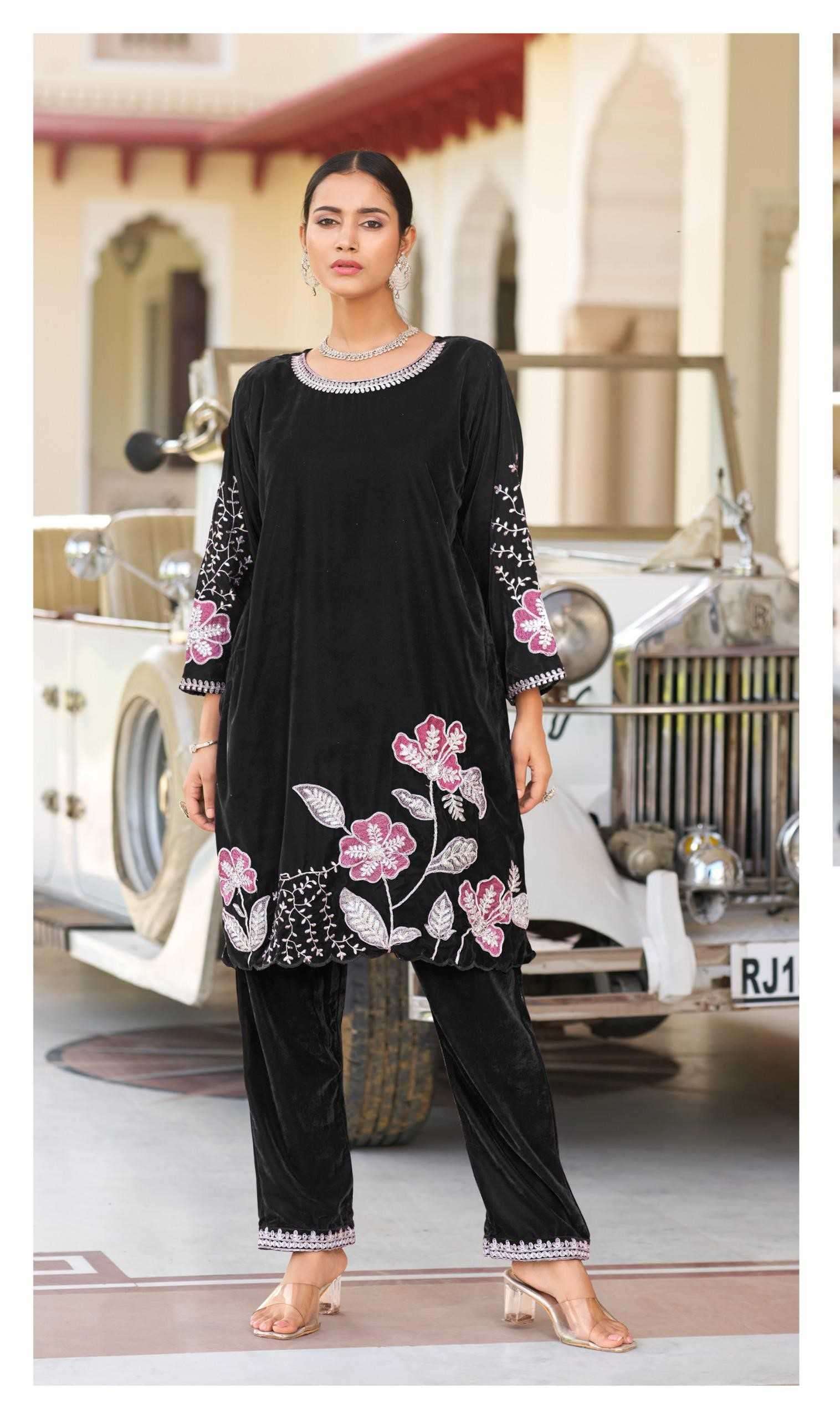 D 601 BY DEEPSY DESIGNER EMBROIDERY WORK VELVET TOP WITH BOTTOM ARE AVAILABLE AT WHOLESALE PRICE