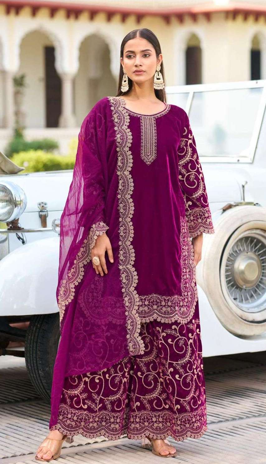 D 604 BY DEEPSY DESIGNER EMBROIDERY WORK VELVET READYMADE SUITS ARE AVAILABLE AT WHOLESALE PRICE