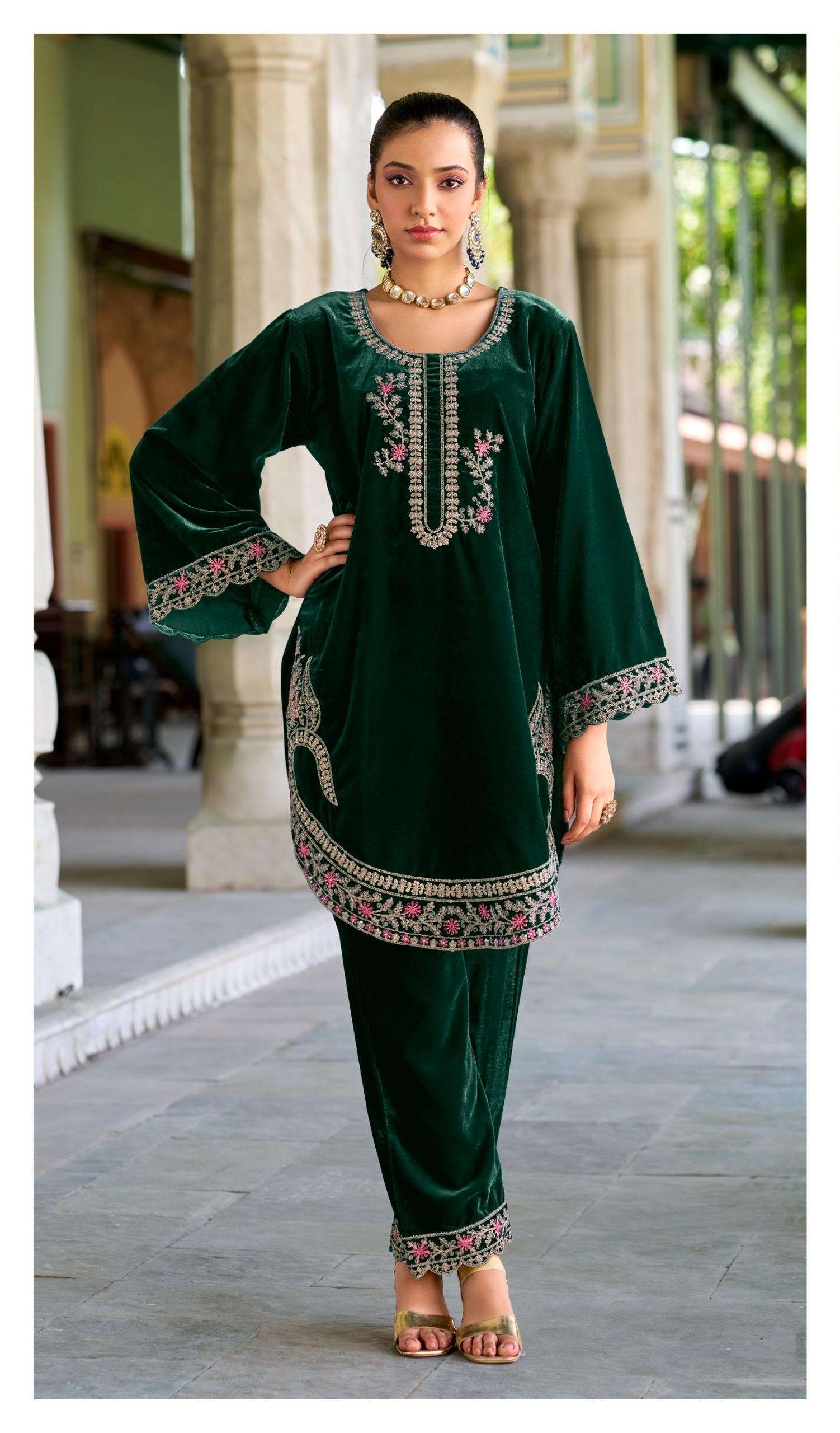 D 625 BY DEEPSY DESIGNER EMBROIDERY WORK VELVET TOP WITH BOTTOM ARE AVAILABLE AT WHOLESALE PRICE