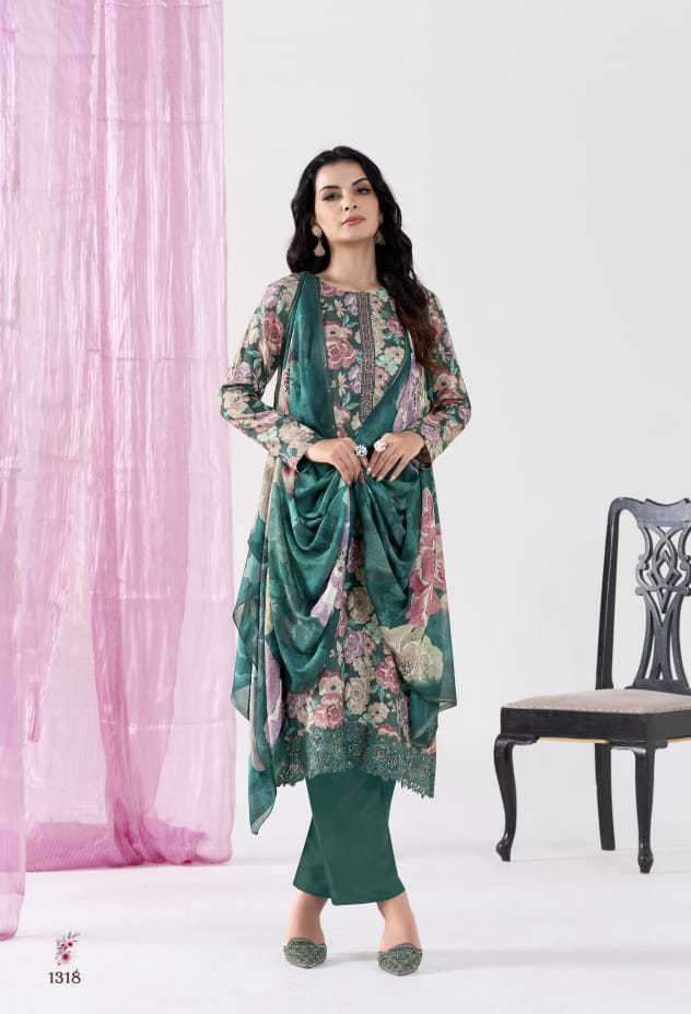 HARMONY VOL-2 SERIES 1314 TO 1318 BY SIMAR DESIGNER EMBROIDERY WORK SILK SUITS ARE AVAILABLE AT WHOLESALE PRICE