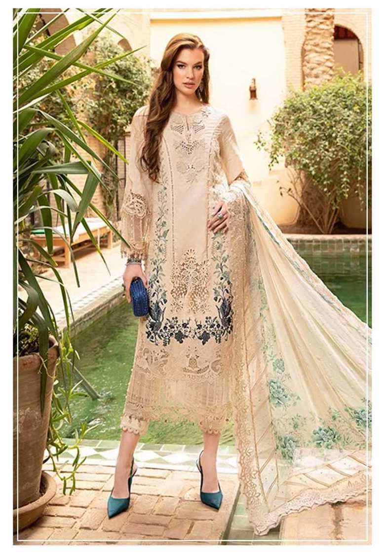 MARIA B LAWN VOL-1 NX SERIES 1001 TO 1004 BY SHRADDHA DESIGNER PRINTED AND EMBROIDERY WORK PAKISTANI STYLE COTTON SUITS ARE AVAILABLE AT WHOLESALE PRICE