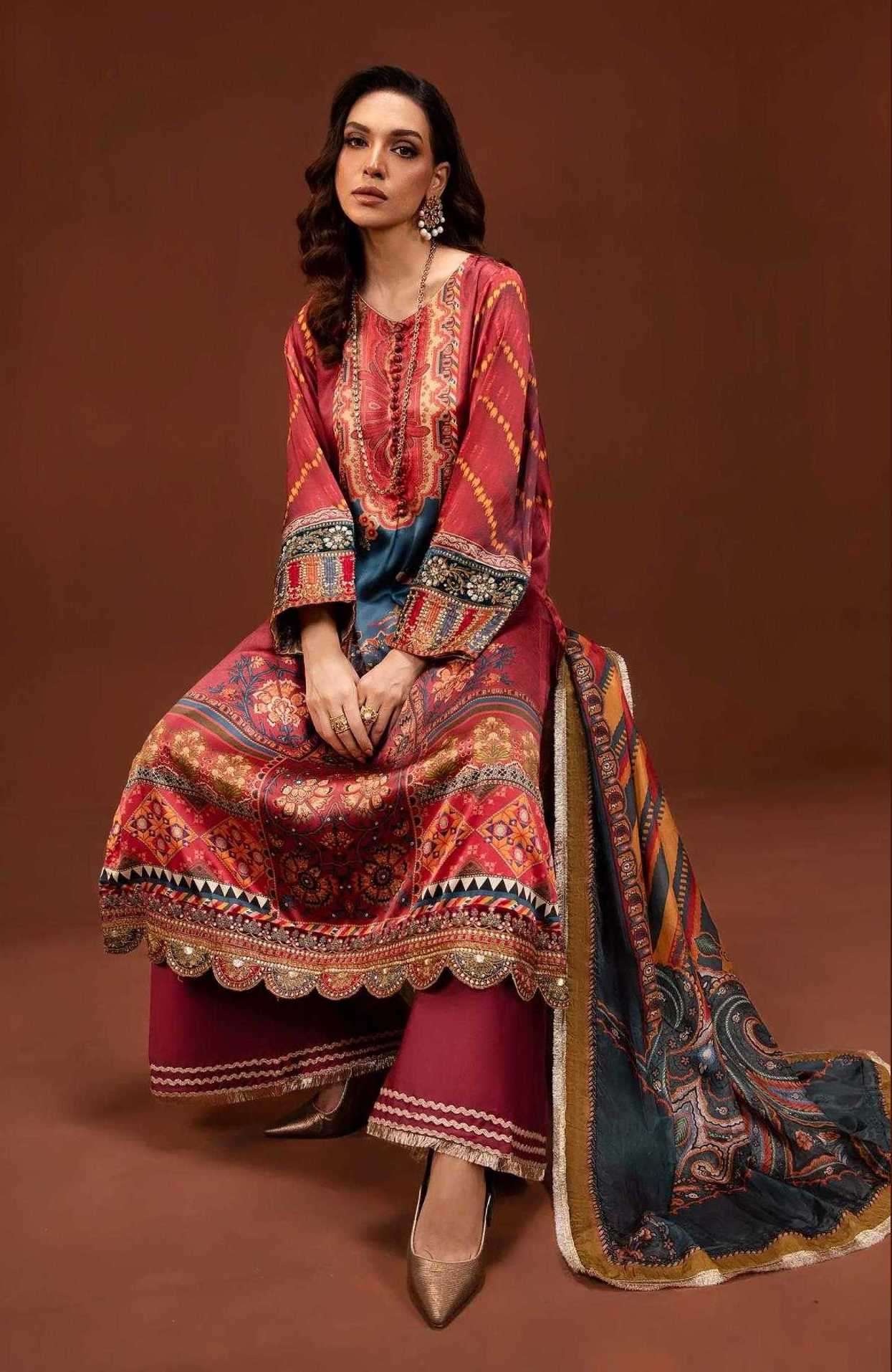 MARIAB SILK SERIES 7091 TO 7094 BY DEEPSY DESIGNER DIGITAL PRINTED PAKISTANI STYLE SATIN SILK SUITS ARE AVAILABLE AT WHOLESALE PRICE