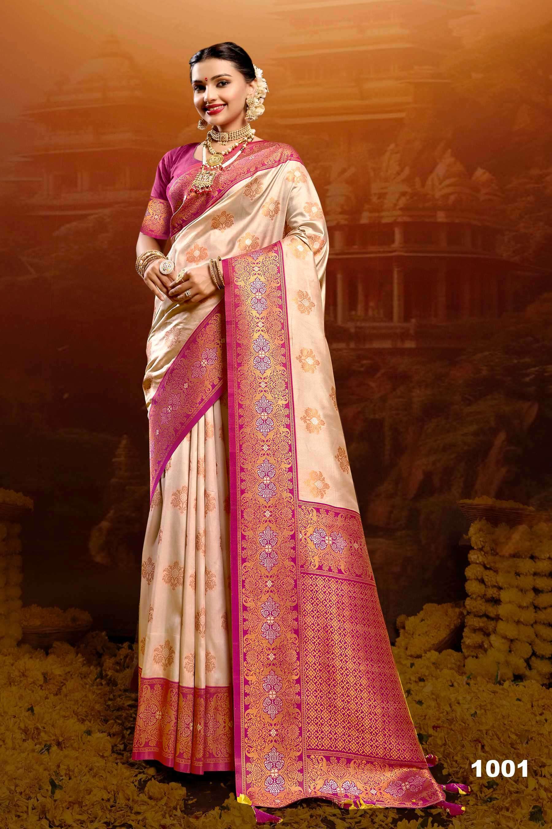 MERAKI SILK VOL-3 SERIES 1001 TO 1007 SAREE BY SAROJ DESIGNER SILK SAREES ARE AVAILABLE AT WHOLESALE PRICE