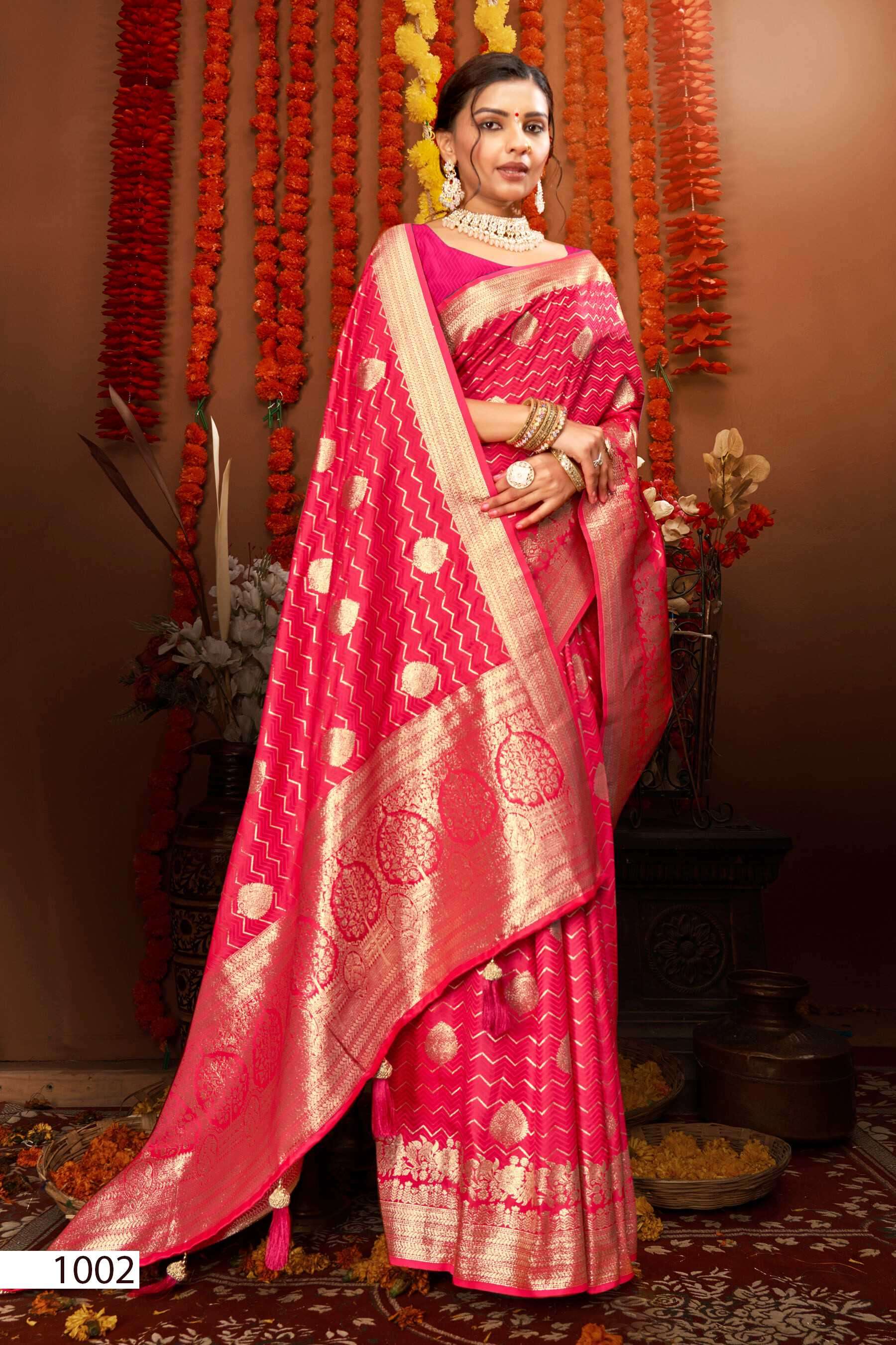 MILAN SATIN SILK VOL-6 SERIES 1001 TO 1006 SAREE BY SAROJ DESIGNER SATIN SILK SAREES ARE AVAILABLE AT WHOLESALE PRICE