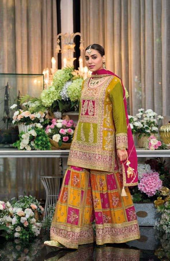 RANG SERIES 1746 TO 1747 BY EBA DESIGNER EMBROIDERY WORK CHINON READYMADE SUITS ARE AVAILABLE AT WHOLESALE PRICE