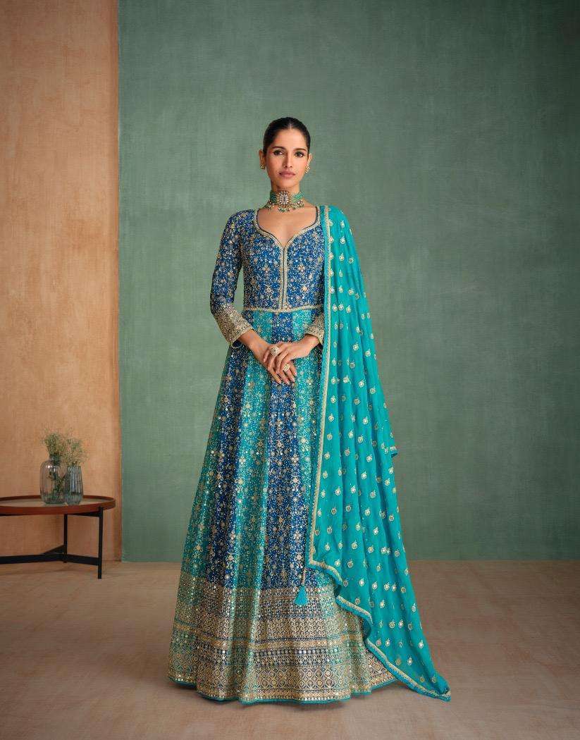 RANG SERIES 5656 TO 5657 BY SAYURI DESIGNER WITH HEAVY WORK CHINON READYMADE SUITS ARE AVAILABLE AT WHOLESLAE PRICE