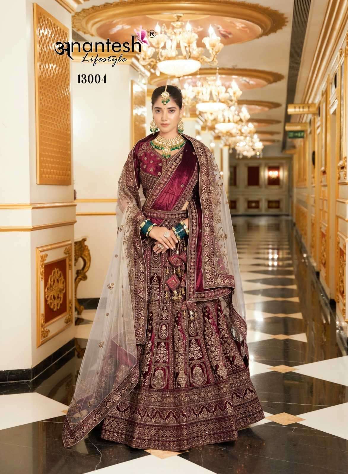 WEDDING BRIDE VOL 2 SERIES 13004 TO 13005 BY ANANTESH DESIGNER HEAVY WORK BRIDAL WEAR VELVET LEHENGA CHOLI ARE AVAILABLE AT WHOLESALE PRICE