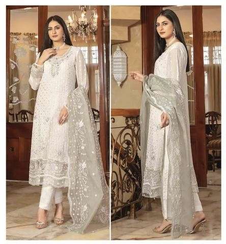 AFIFA VOL-2 SERIES 6015 TO 6017 BY AL KHUSHBU DESIGNER EMBROIDERY WORK PAKISTANI STYLE GEORGETTE SUITS ARE AVAILABLE AT WHOLESALE PRICE