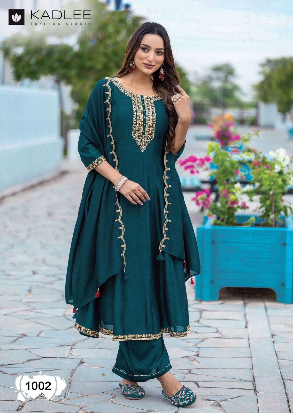 AFSAANA SERIES 1001 TO 1004 BY KADLEE DESIGNER WORK VICHITRA TOP WITH PANT AND DUPATTA ARE AVAILABLE AT WHOLESALE PRICE