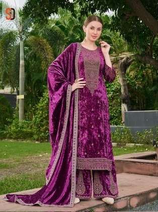 BEGUM SERIES 1001 TO 1004 BY SHRADDHA DESIGNER FANCY WORK VELVET SUITS ARE AVAILABLE AT WHOLESALE PRICE