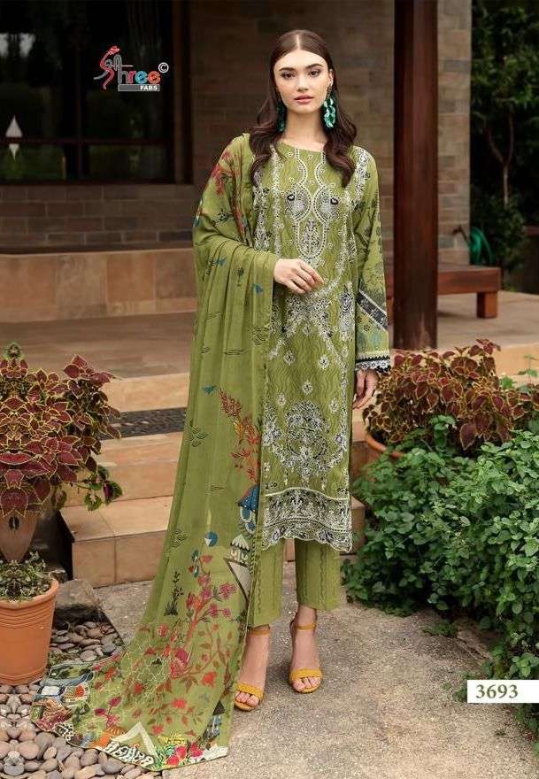 CHEVRON PREMIUM COLLECTION VOL-8 SERIES 3693 TO 3700 BY SHREE FABS DESIGNER WITH PRINTED AND WORK PAKISTANI STYLE COTTON SUITS ARE AVAILABLE AT WHOLESALE PRICE