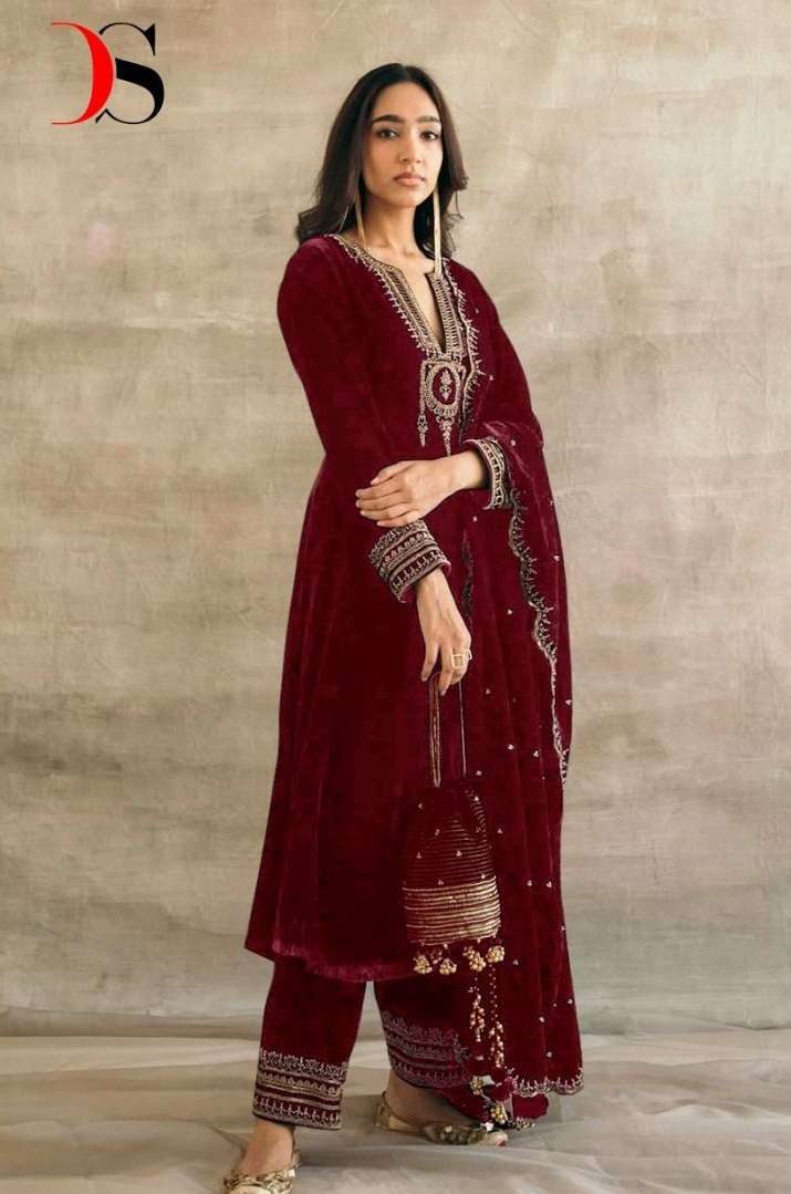 D 105 BY DEEPSY DESIGNER EMBROIDERY WORK VELVET SUITS ARE AVAILABLE AT WHOLESALE PRICE