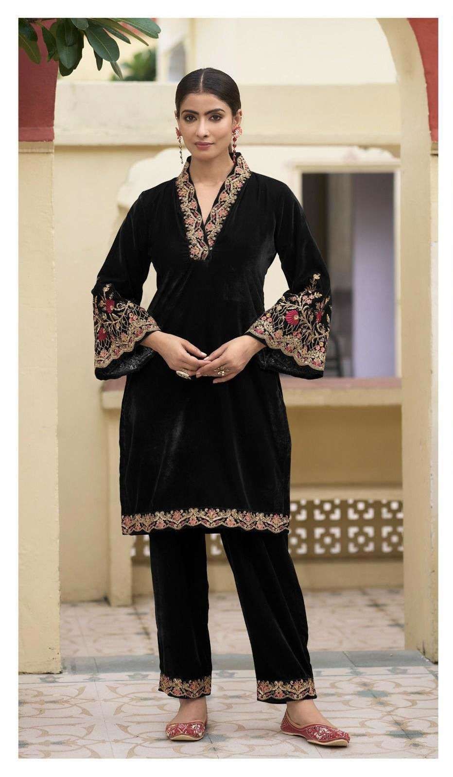 D 549 BY DEEPSY DESIGNER EMBROIDERY WORK VELVET TOP WITH BOTTOM ARE AVAILABLE AT WHOLESALE PRICE