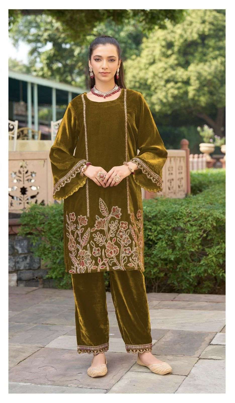 D 627 BY DEEPSY DESIGNER EMBROIDERY WORK VELVET TOP WITH BOTTOM ARE AVAILABLE AT WHOLESALE PRICE