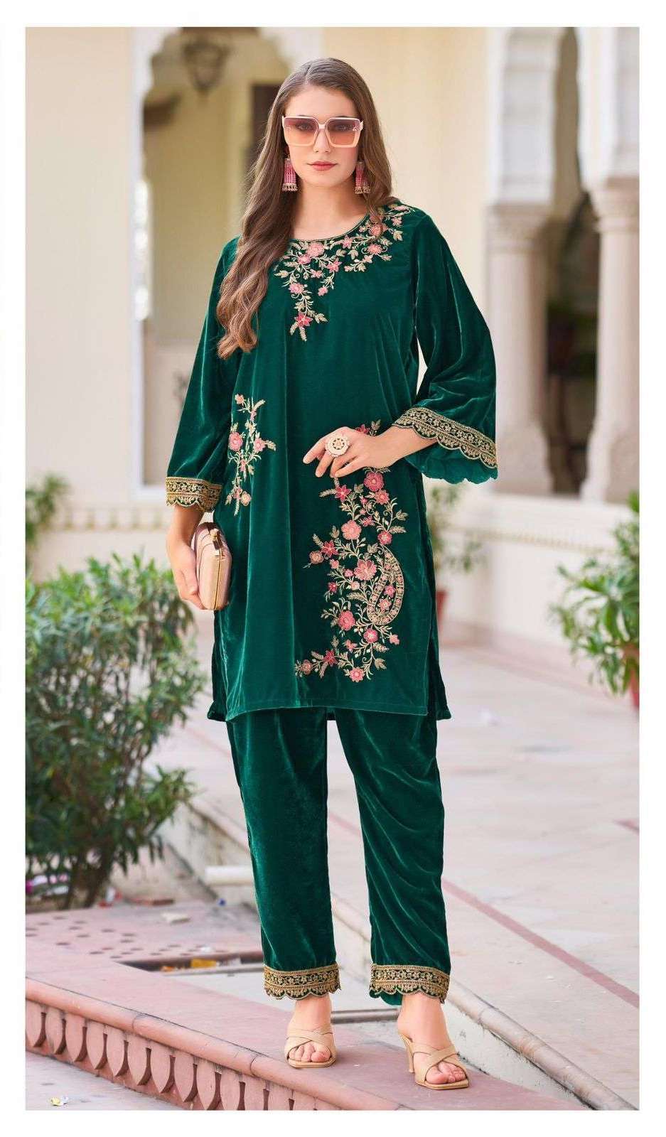 D 656 BY DEEPSY DESIGNER EMBROIDERY WORK VELVET TOP WITH BOTTOM ARE AVAILABLE AT WHOLESALE PRICE