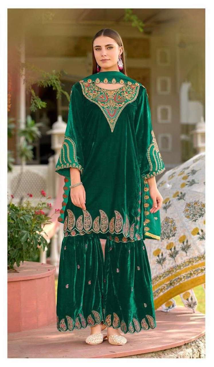 D 664 BY DEEPSY DESIGNER EMBROIDERY WORK VELVET READYMADE SUITS ARE AVAILABLE AT WHOLESALE PRICE