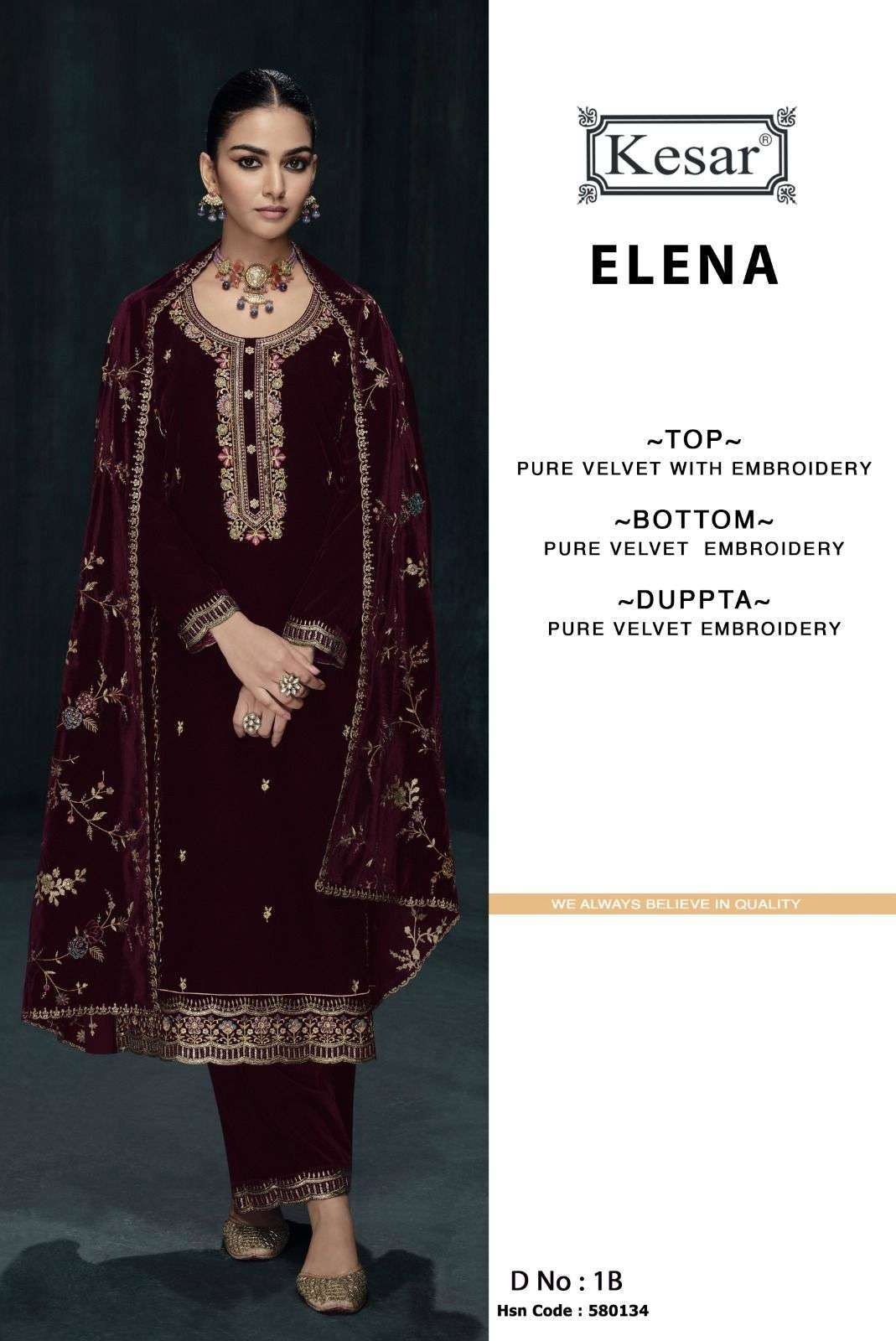 ELENA SERIES 01 TO 03 BY KESAR DESIGNER EMBROIDERY WORK VELVET SUITS ARE AVAILABLE AT WHOLESALE PRICE