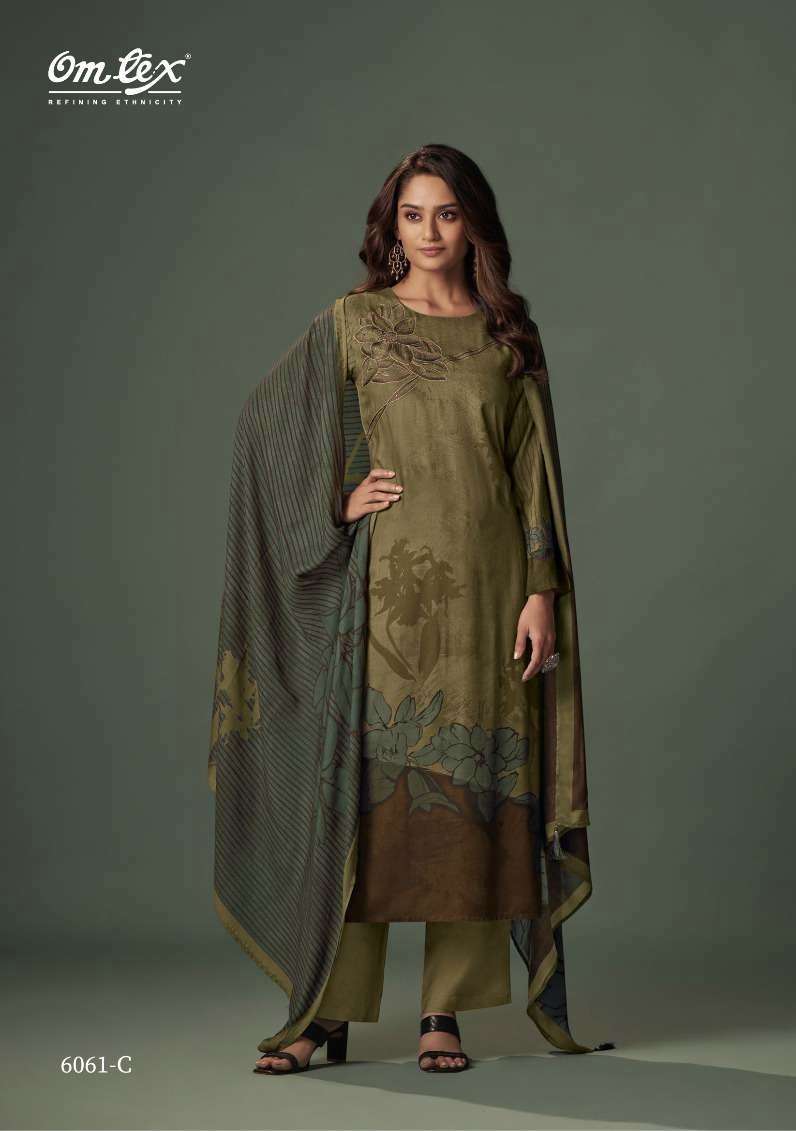 ELWES SERIES 6061 BY OMTEX DESIGNER DIGITAL PRINTED AND EMBROIDERY WORK PASHMINA SUITS ARE AVAILABLE AT WHOLESALE PRICE