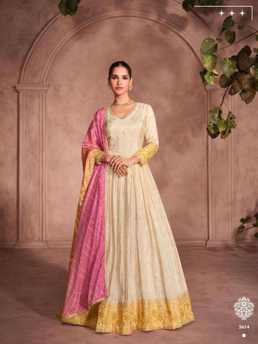 GUNJAN SERIES 5674 BY SAYURI DESIGNER VISCOSE JACQUARD READYMADE SUITS ARE AVAILABLE AT WHOLESALE PRICE