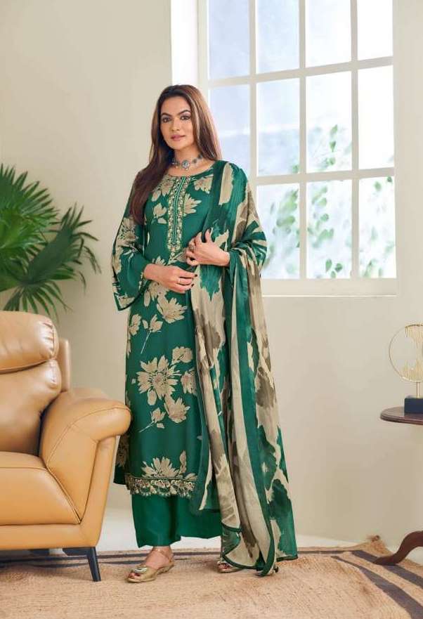 HEERIYE SERIES 8060 BY SIMAR GLOSSY DESIGNER DIGITAL PRINTED EMBROIDERY WORK VISCOSE PASHMINA SUITS ARE AVAILABLE AT WHOLESALE PRICE