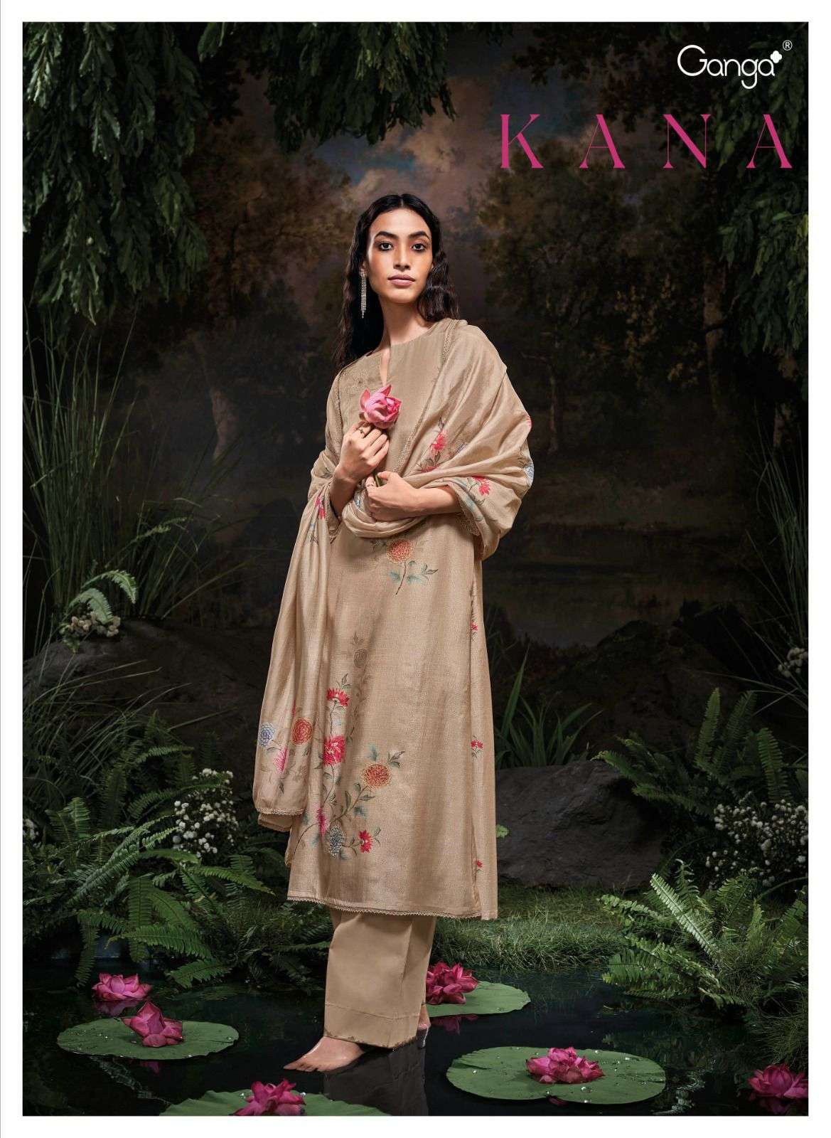 KANA SERIES 2147 TO 2152 BY GANGA DESIGNER HAND WORK BEMBERG SILK SUITS ARE AVAILABLE AT WHOLESALE PRICE 