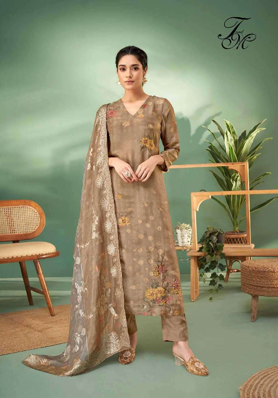 KASEESH SERIES 3800 BY T&M DESIGNER DIGITAL PRINTED AND HAND WORK SHIMMER TISSUE SUITS ARE AVAILABLE AT WHOLESALE PRICE