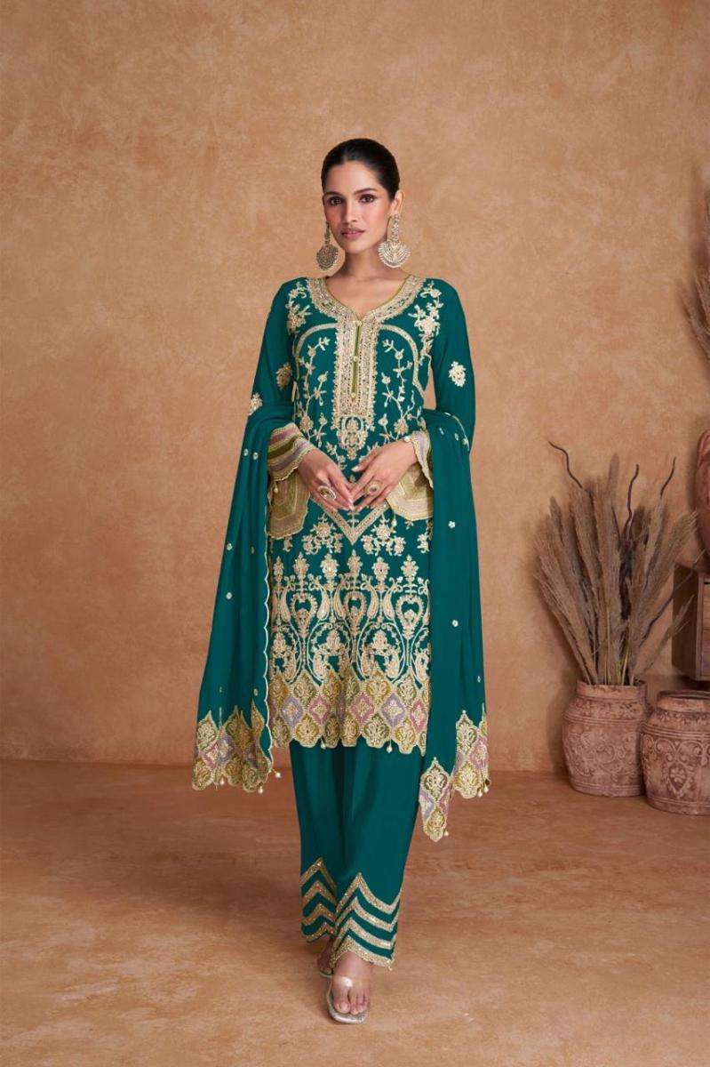 LIYANA VOL-2 SERIES 7412F TO 7412J BY GULKAYRA DESIGNER EMBROIDERY WORK CHINON READYMADE SUITS ARE AVAILABLE AT WHOLESALE PRICE