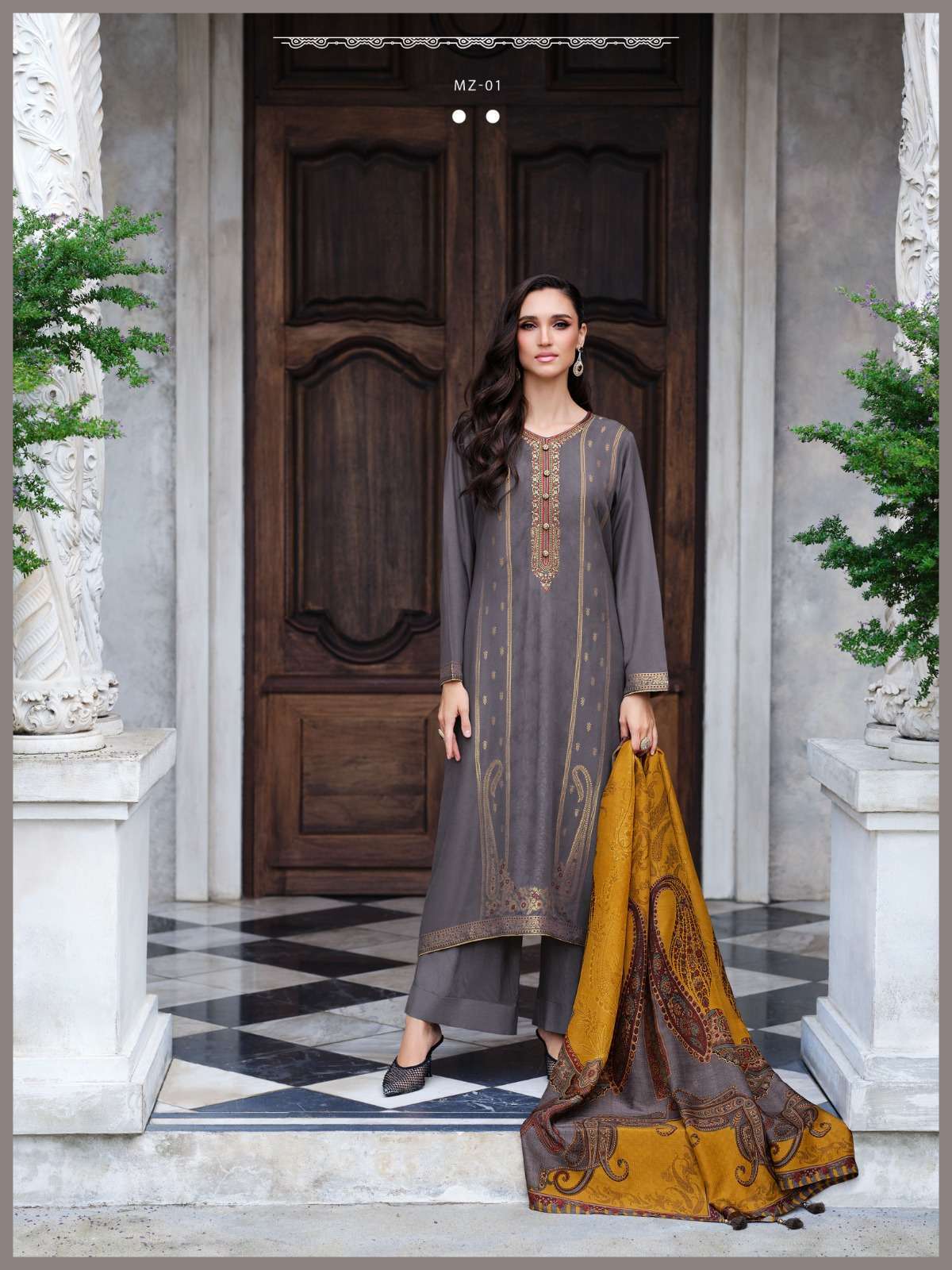 MANZAR SERIES 01 TO 04 BY VARSHAA DESIGNER EMBROIDERY WORK VISCOSE PASHMINA SUITS ARE AVAILABLE AT WHOLESALE PRICE