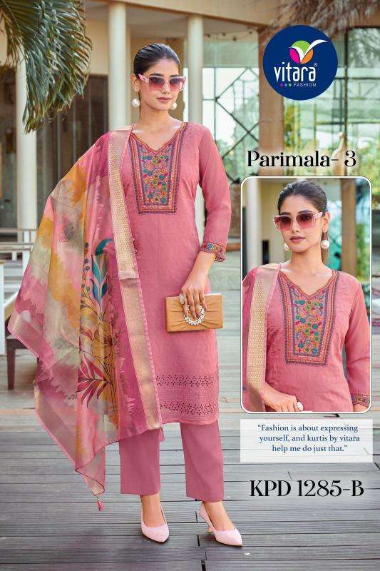 PARIMALA VOL-3 SERIES 1285 BY VITARA DESIGNER ROMAN SILK TOP WITH BOTTOM AND DUPATTA ARE AVAILABLE AT WHOLESALE PRICE