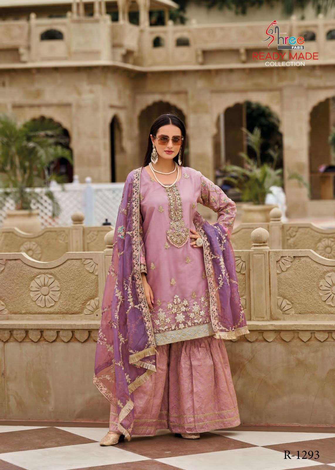 R 1293 BY SHREE FABS DESIGNER EMBROIDERY WORK ORGANZA READYMADE SUITS ARE AVAILABLE AT WHOLESALE PRICE