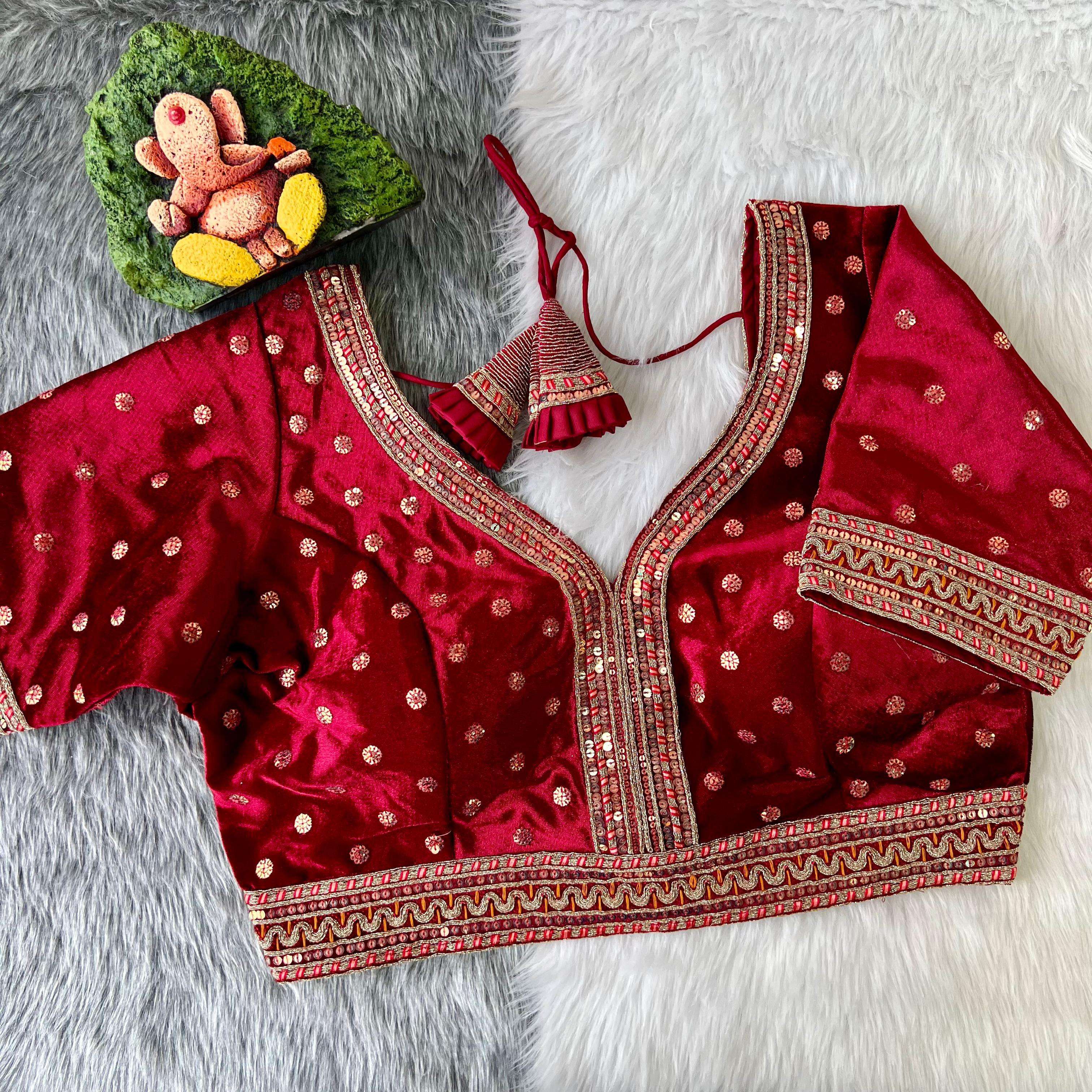 READYMADE BLOUSE SERIES 157 DESIGNER EMBROIDERY WORK VELVET READYMADE BLOUSES ARE AVAILABLE AT WHOLESALE PRICE