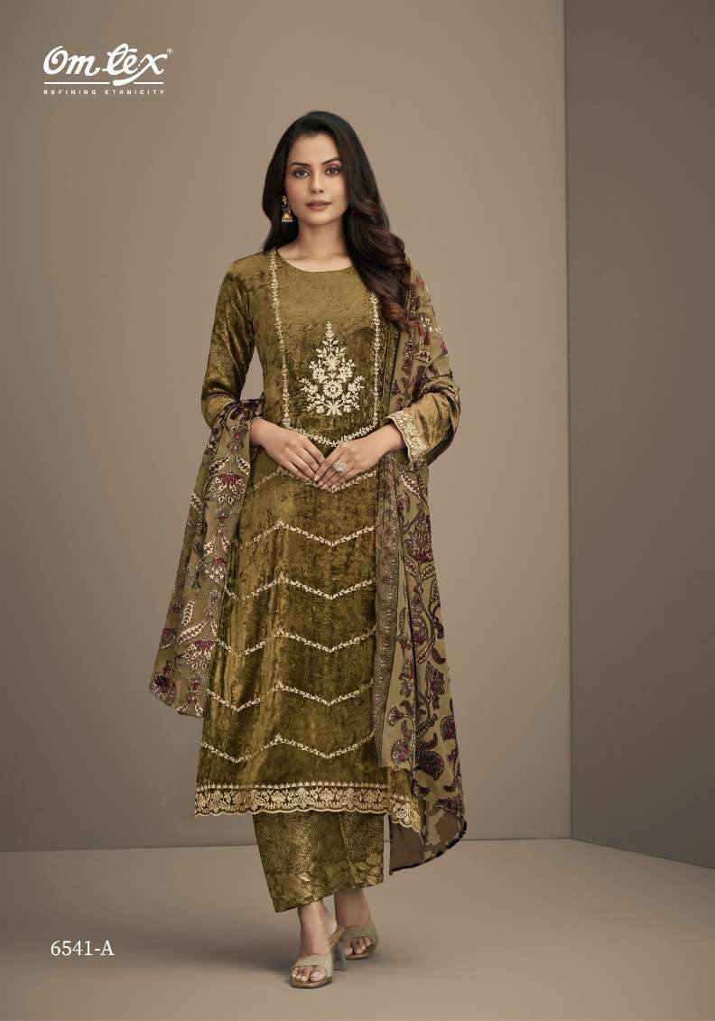 RITHA VOL-19 SERIES 6541 BY OMTEX DESIGNER EMBROIDERY WORK VELVET SUITS ARE AVAILABLE AT WHOLESALE PRICE